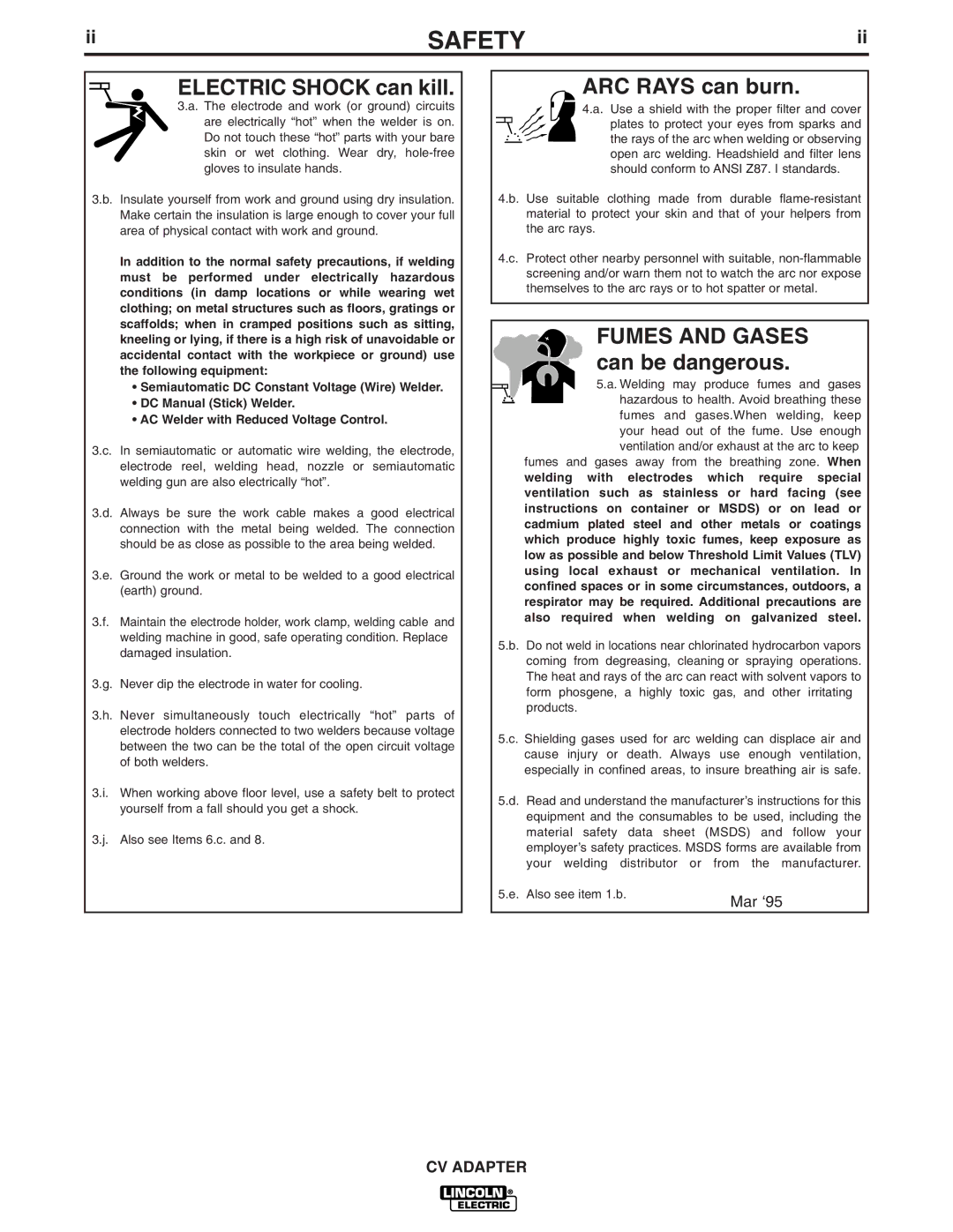 Lincoln Electric IM309-D manual Electric Shock can kill 