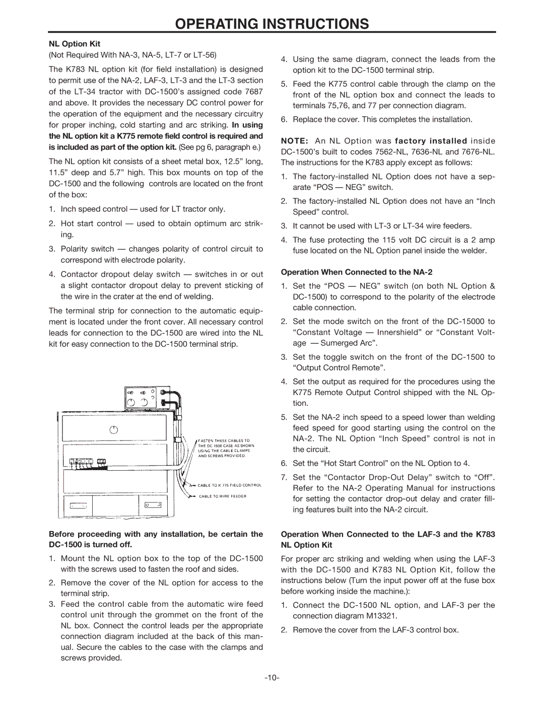 Lincoln Electric IM318-B manual NL Option Kit 