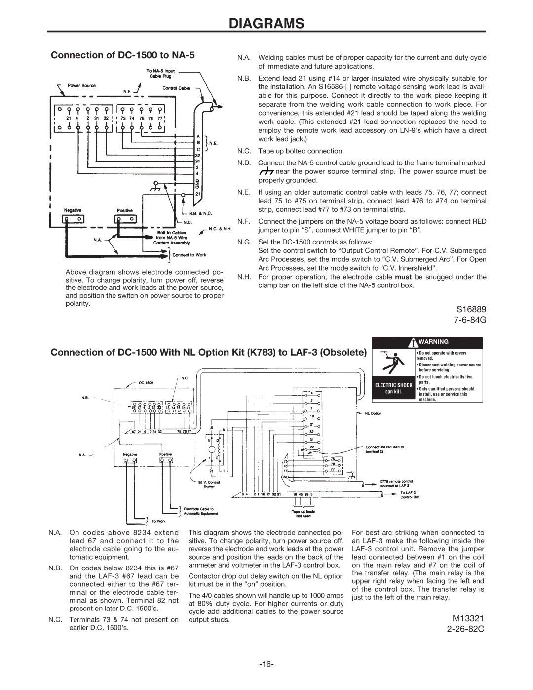 Lincoln Electric IM318-B manual Connection of DC-1500 to NA-5 