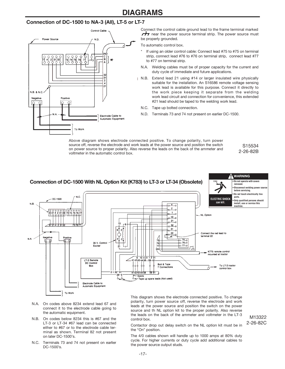 Lincoln Electric IM318-B manual Connection of DC-1500 to NA-3 All, LT-5 or LT-7 