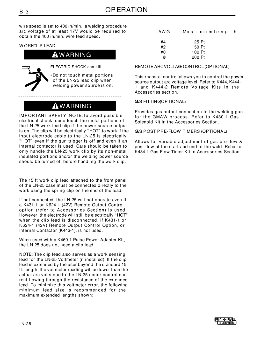 Lincoln Electric IM359-G manual 3OPERATION 