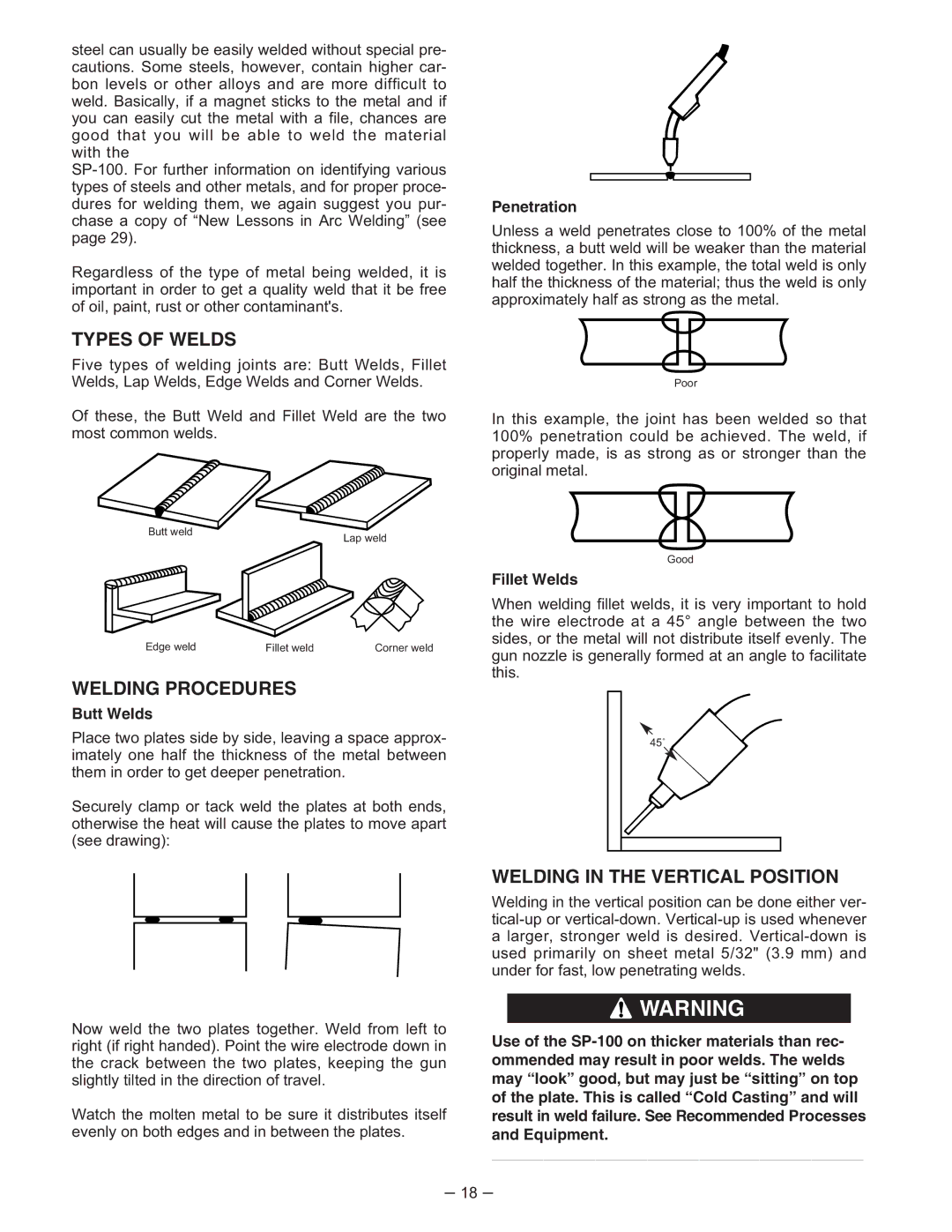 Lincoln Electric IM366-B manual Types of Welds, Welding Procedures, Welding in the Vertical Position 