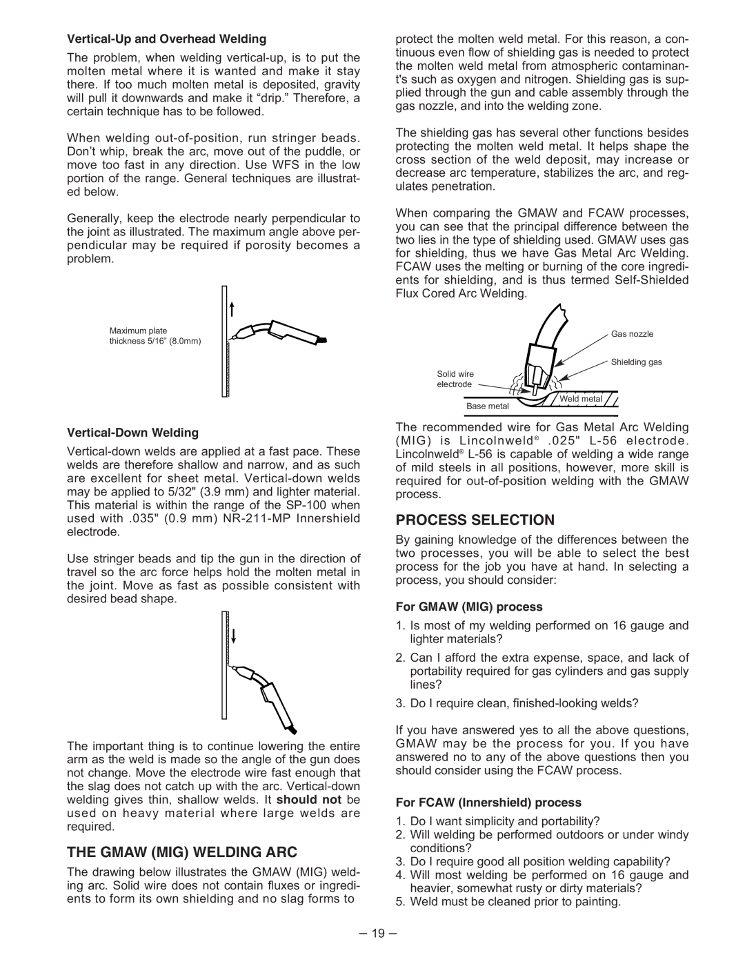 Lincoln Electric IM366-B manual Gmaw MIG Welding ARC, Process Selection 