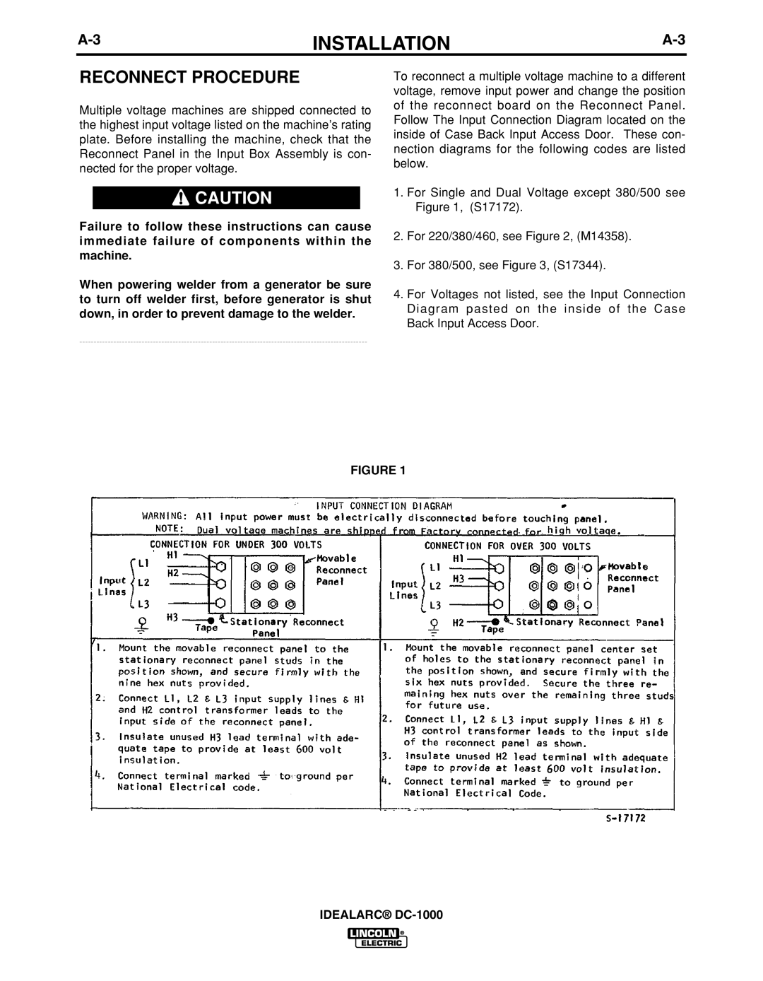 Lincoln Electric IM420-D manual Reconnect Procedure 