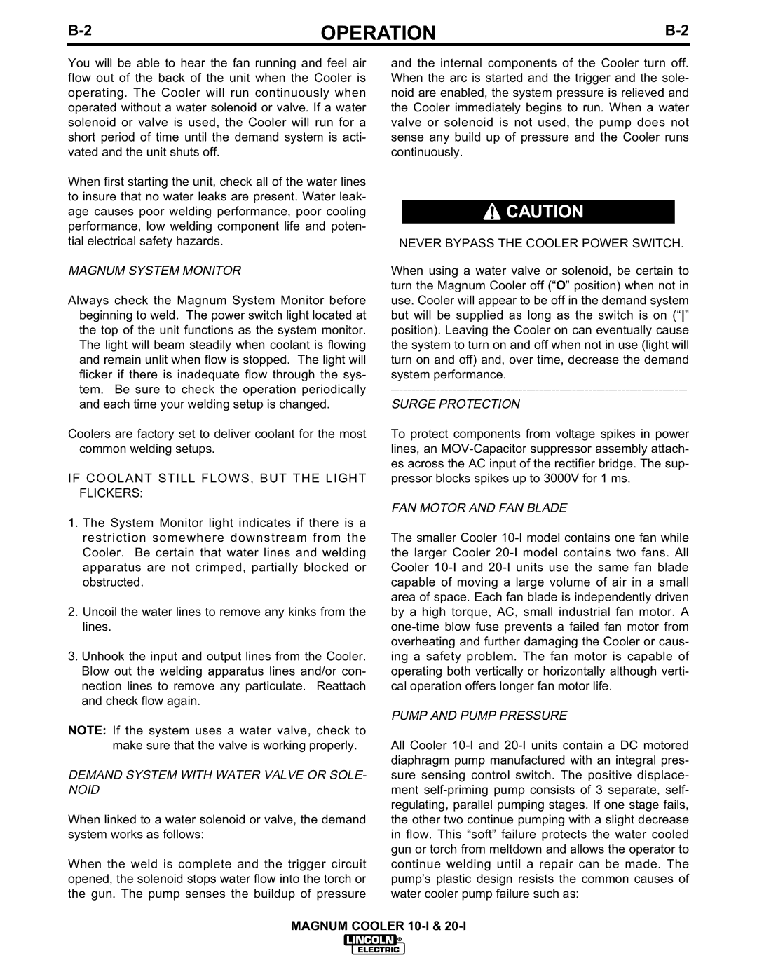 Lincoln Electric IM438-B manual Magnum System Monitor, Demand System with Water Valve or SOLE- Noid, Surge Protection 