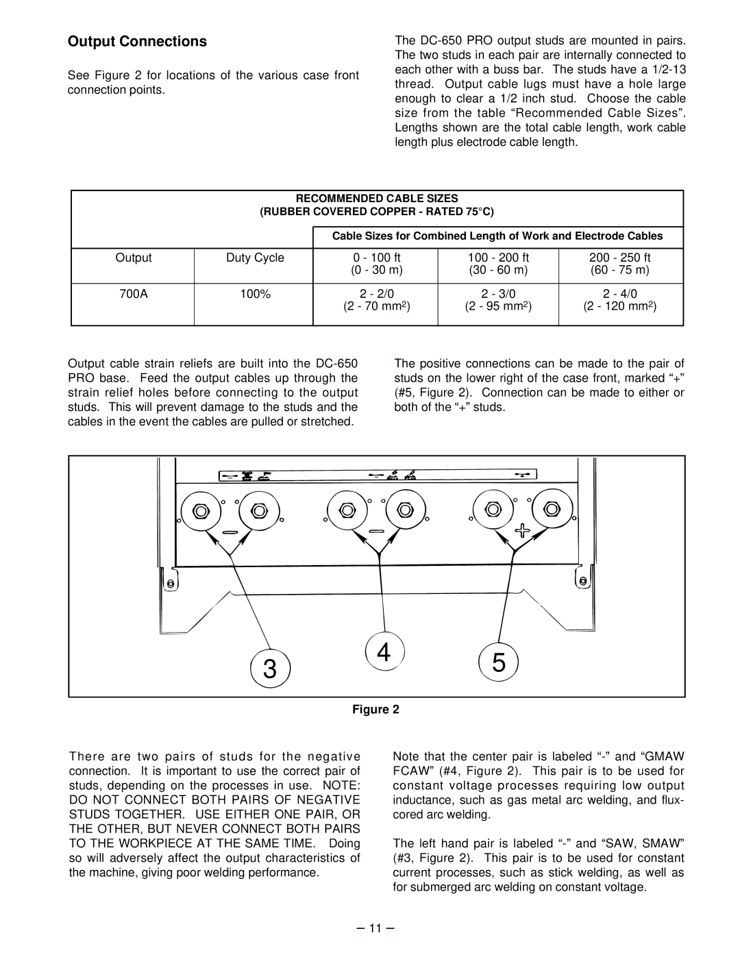 Lincoln Electric IM463-A manual Output Connections 