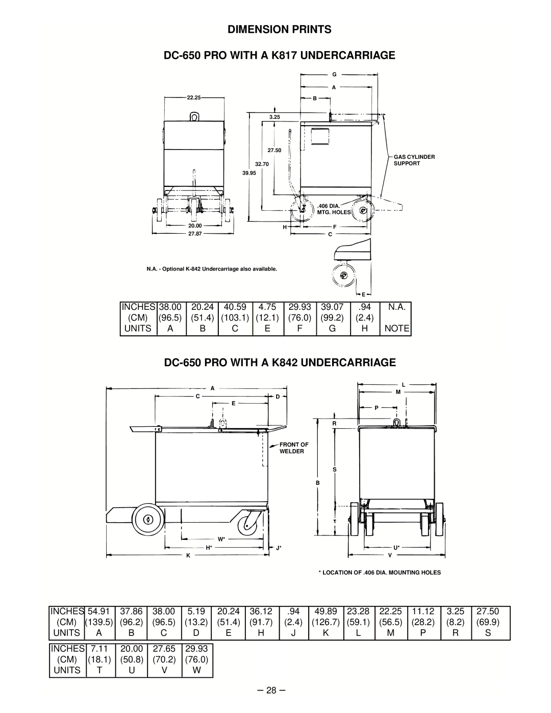 Lincoln Electric IM463-A manual Dimension Prints DC-650 PRO with a K817 Undercarriage 