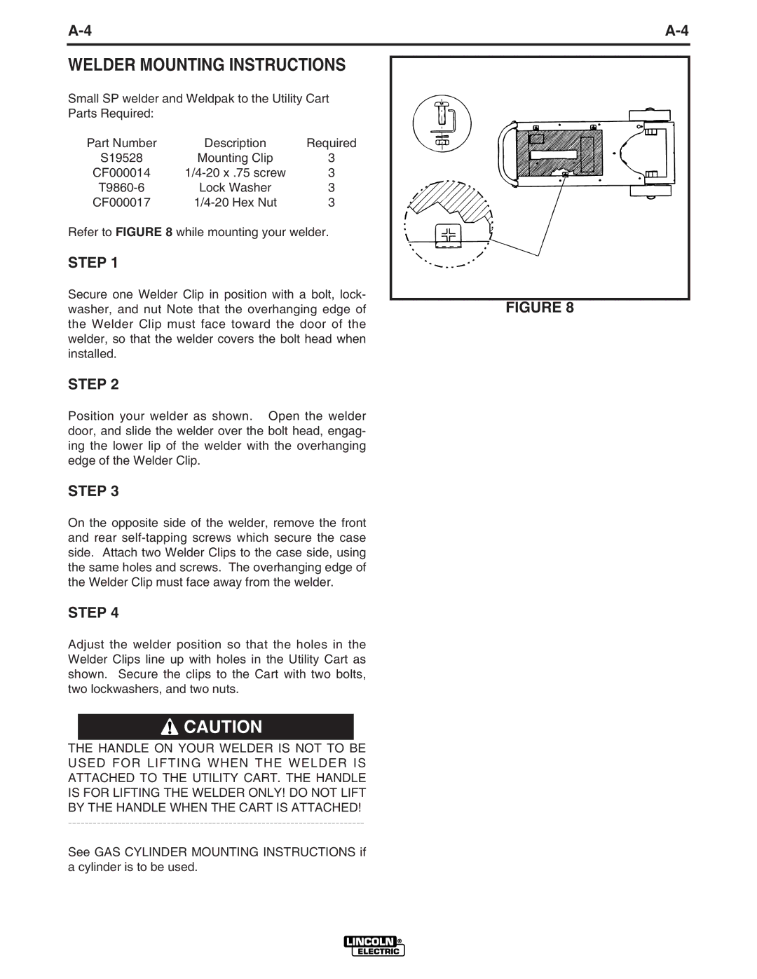 Lincoln Electric IM468-A manual Welder Mounting Instructions 