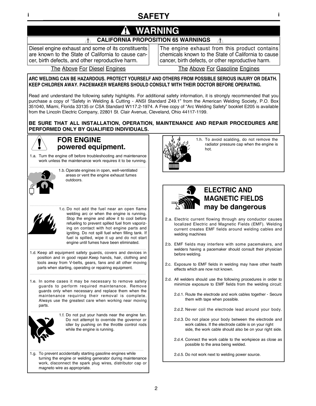 Lincoln Electric IM481-B manual Safety 