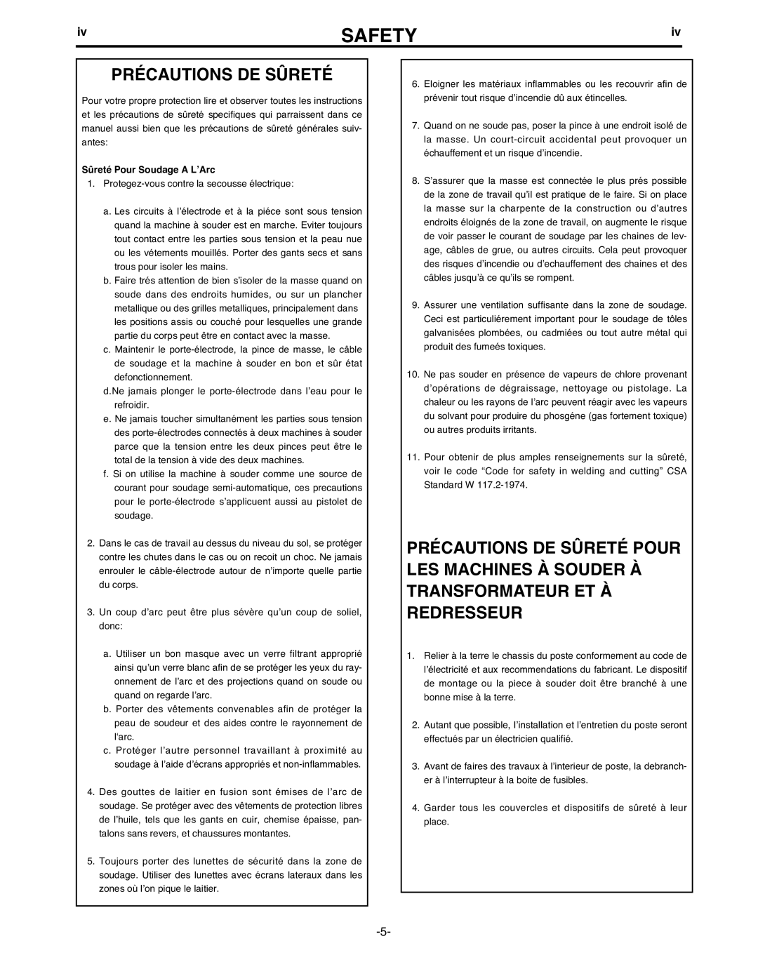 Lincoln Electric IM481-B manual Précautions DE Sûreté, Sûreté Pour Soudage a L’Arc 