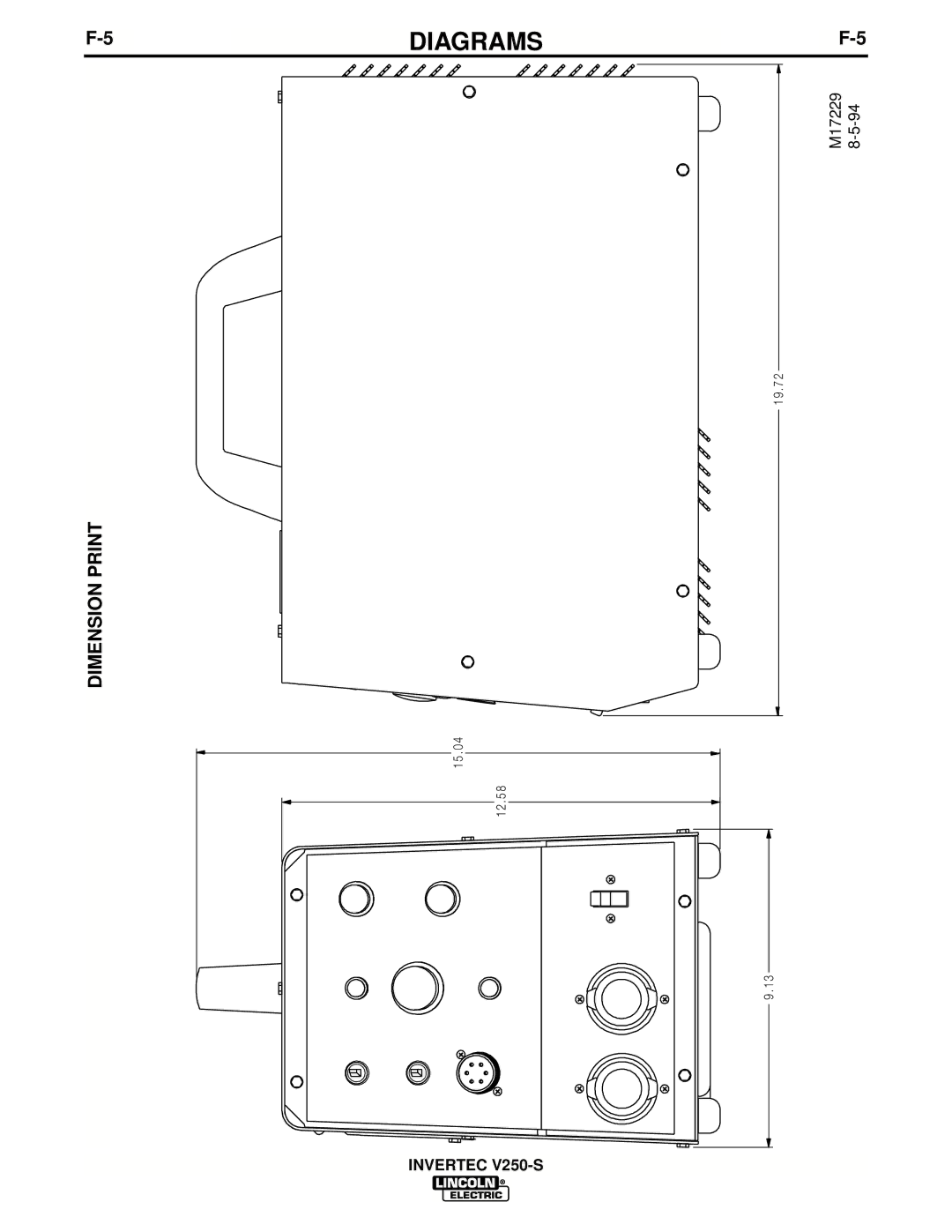 Lincoln Electric IM490-C manual Diagrams, Dimension Print 