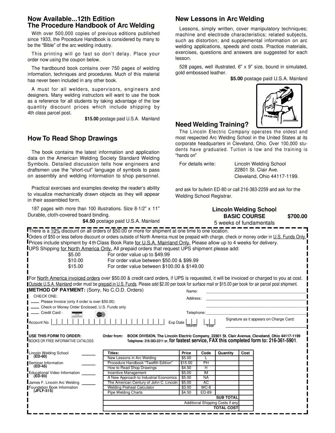 Lincoln Electric IM490-C manual How To Read Shop Drawings, Basic Course 