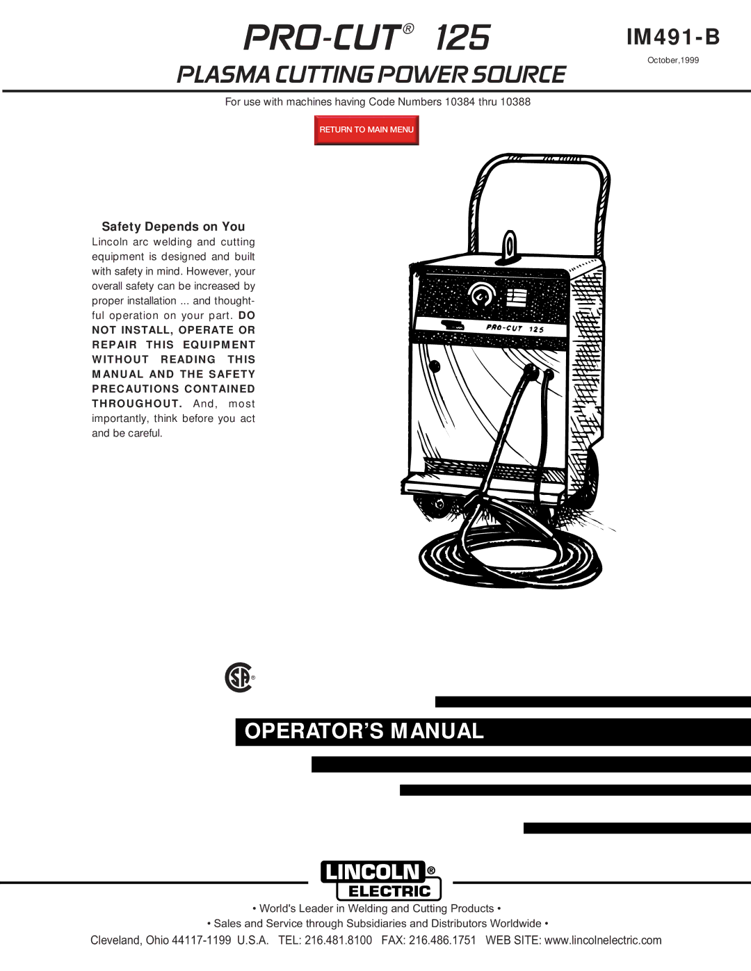 Lincoln Electric IM491-B manual Pro-Cut 