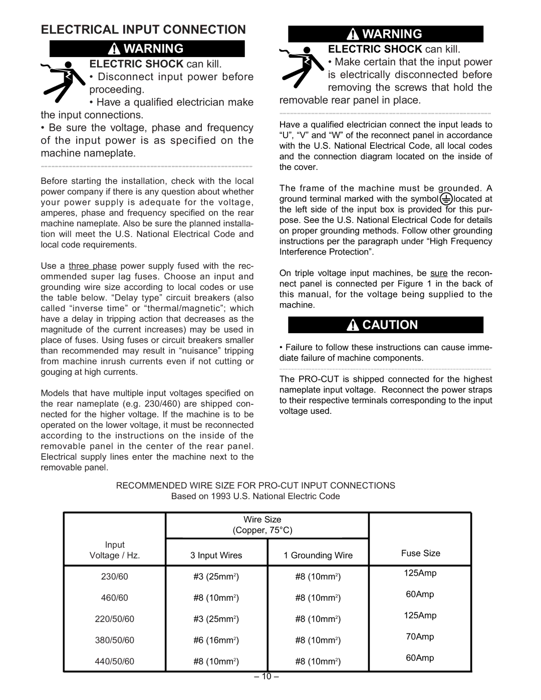 Lincoln Electric IM491-B manual Electrical Input Connection, Electric Shock can kill 