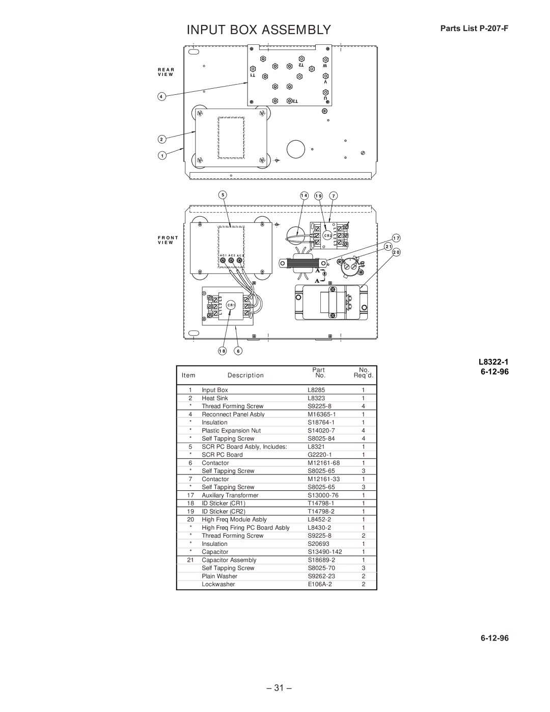 Lincoln Electric IM491-B manual Input BOX Assembly 