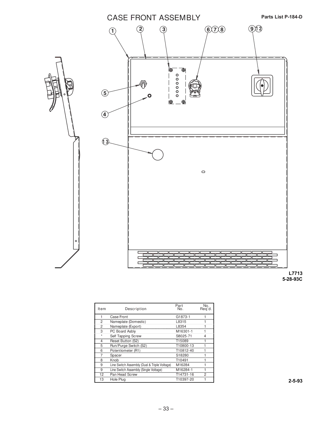 Lincoln Electric IM491-B manual Case Front Assembly 