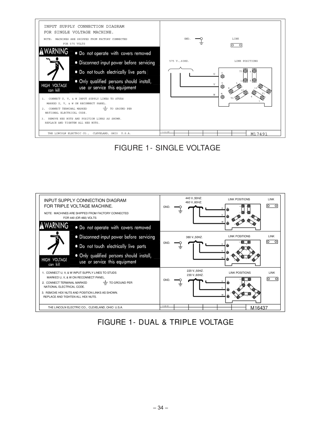 Lincoln Electric IM491-B manual Single Voltage 