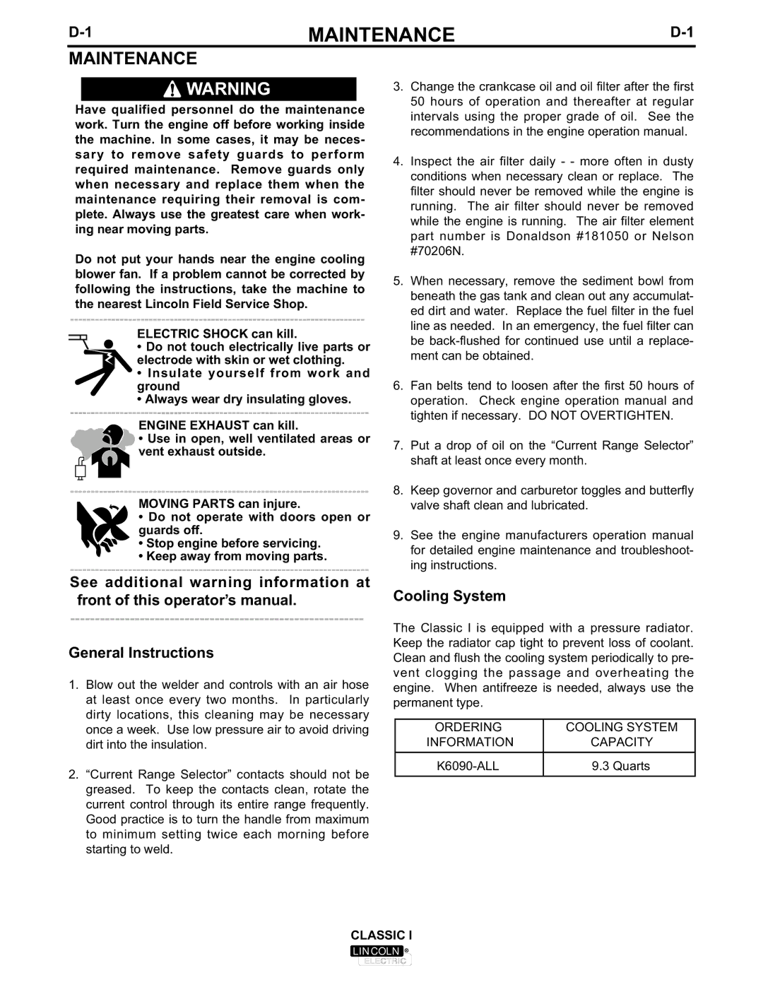 Lincoln Electric IM514-A manual Maintenance 