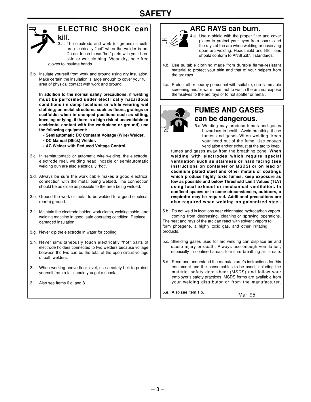 Lincoln Electric IM520-B manual Electric Shock can kill 