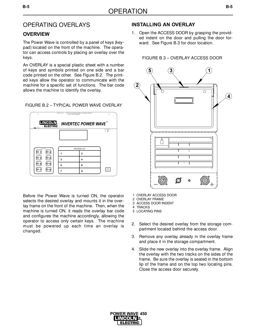 Lincoln Electric IM524-D manual Operating Overlays, Overview, Installing AN Overlay 