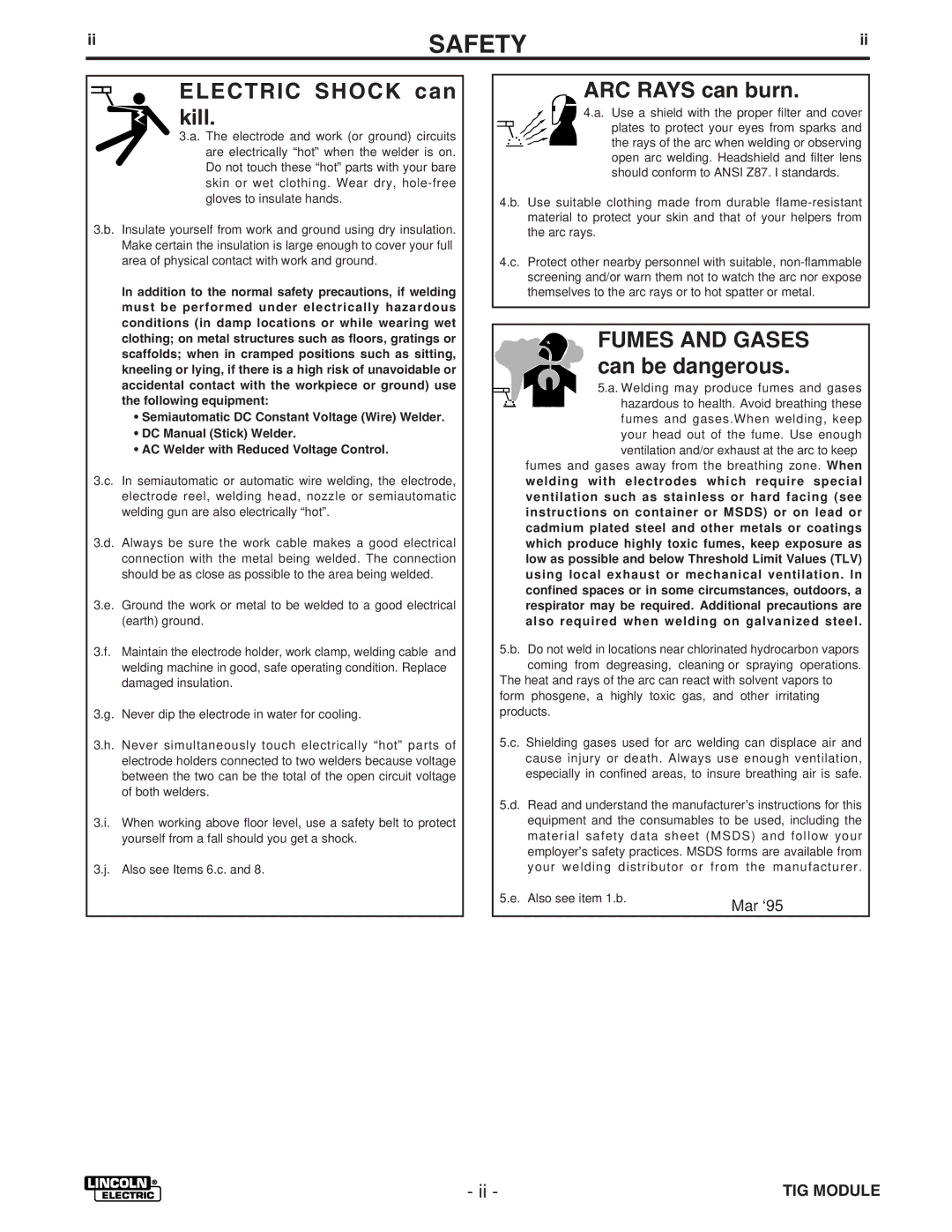 Lincoln Electric IM528-B manual Electric Shock can kill 