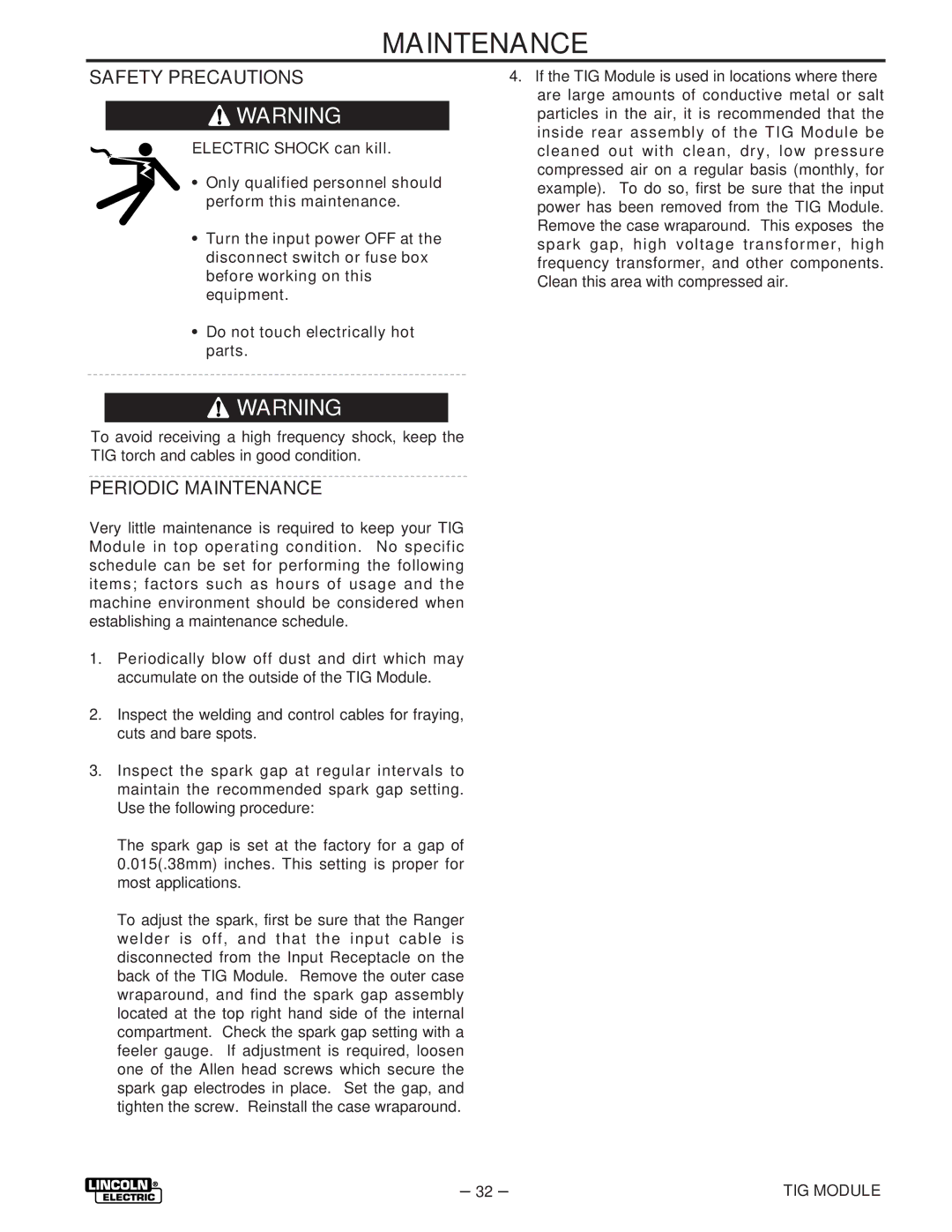 Lincoln Electric IM528-B manual Safety Precautions, Periodic Maintenance 