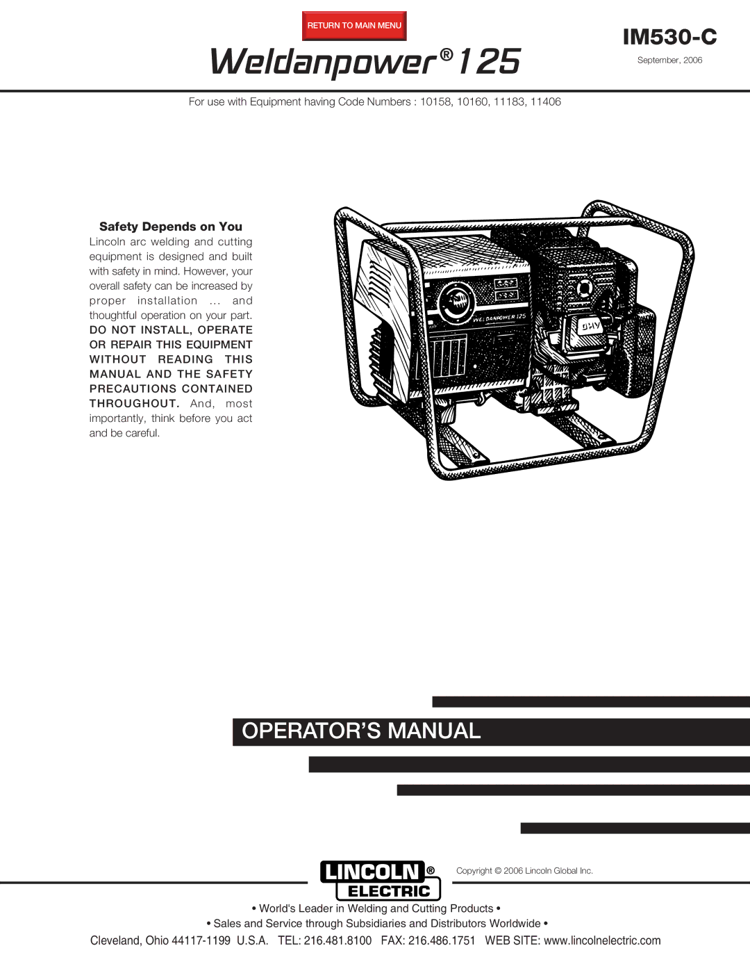 Lincoln Electric IM530-C manual Weldanpower 