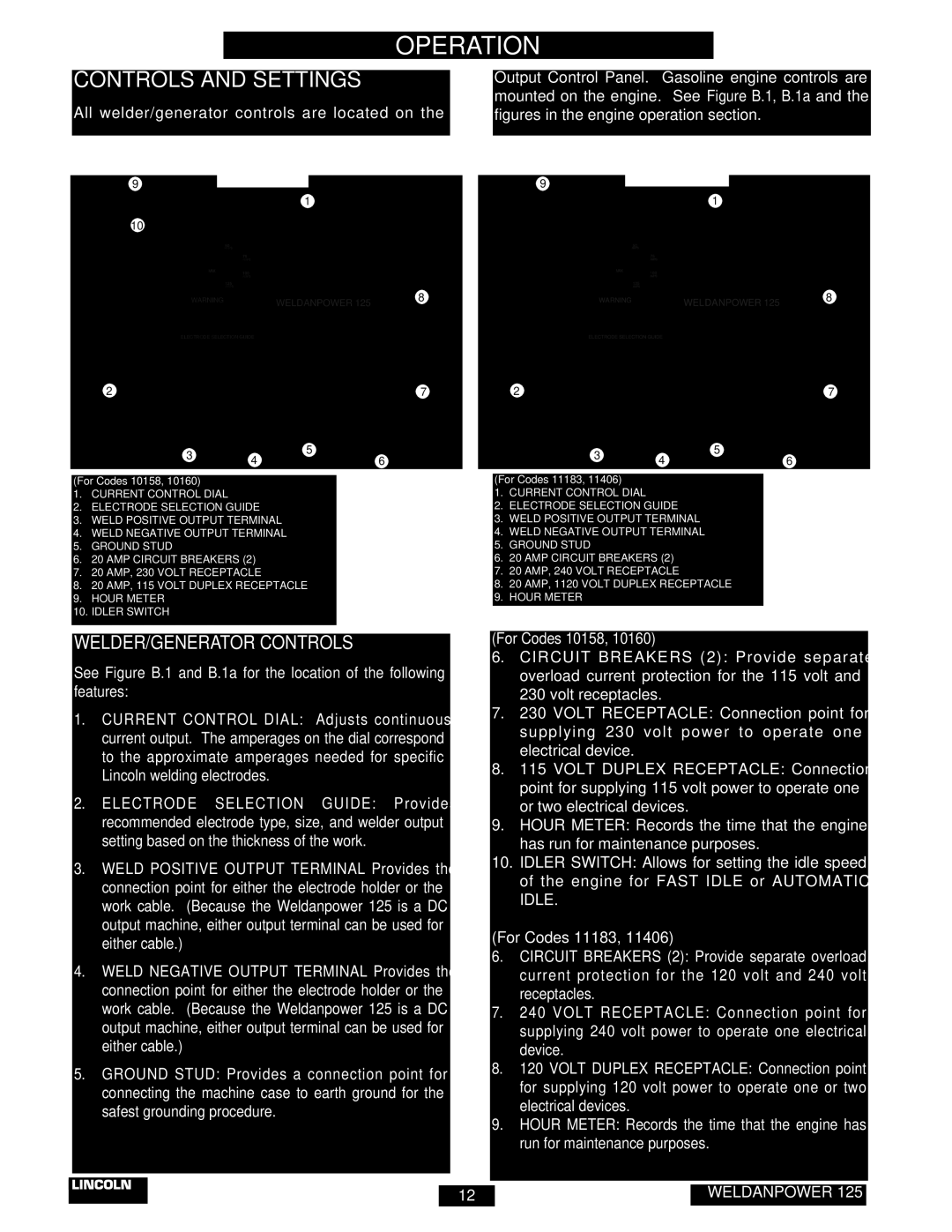 Lincoln Electric IM530-C manual Controls and Settings, Figure B.1 and B.1a Output Panel Controls 