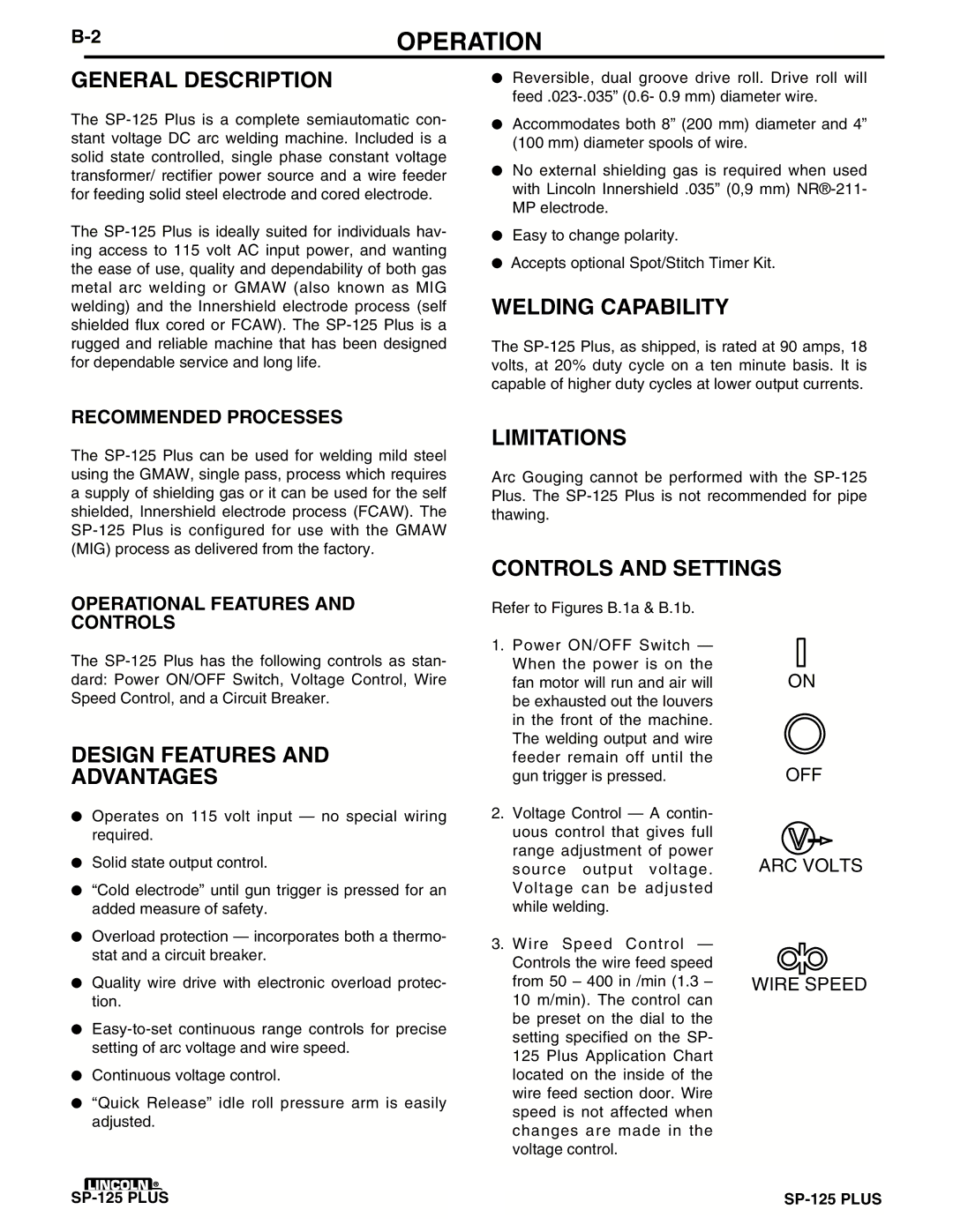 Lincoln Electric IM536-D manual General Description, Welding Capability, Limitations, Controls and Settings 