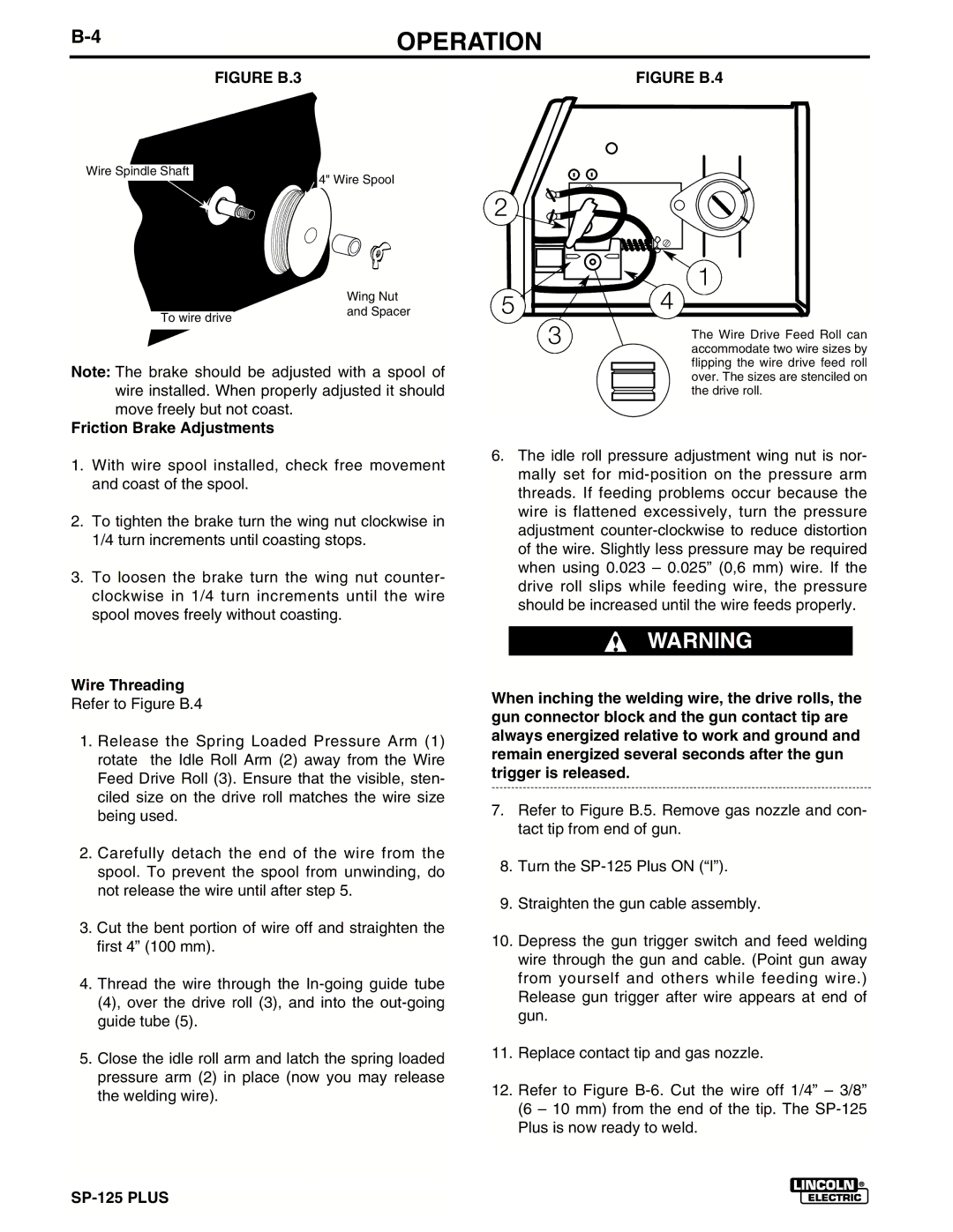 Lincoln Electric IM536-D manual Friction Brake Adjustments, Wire Threading 