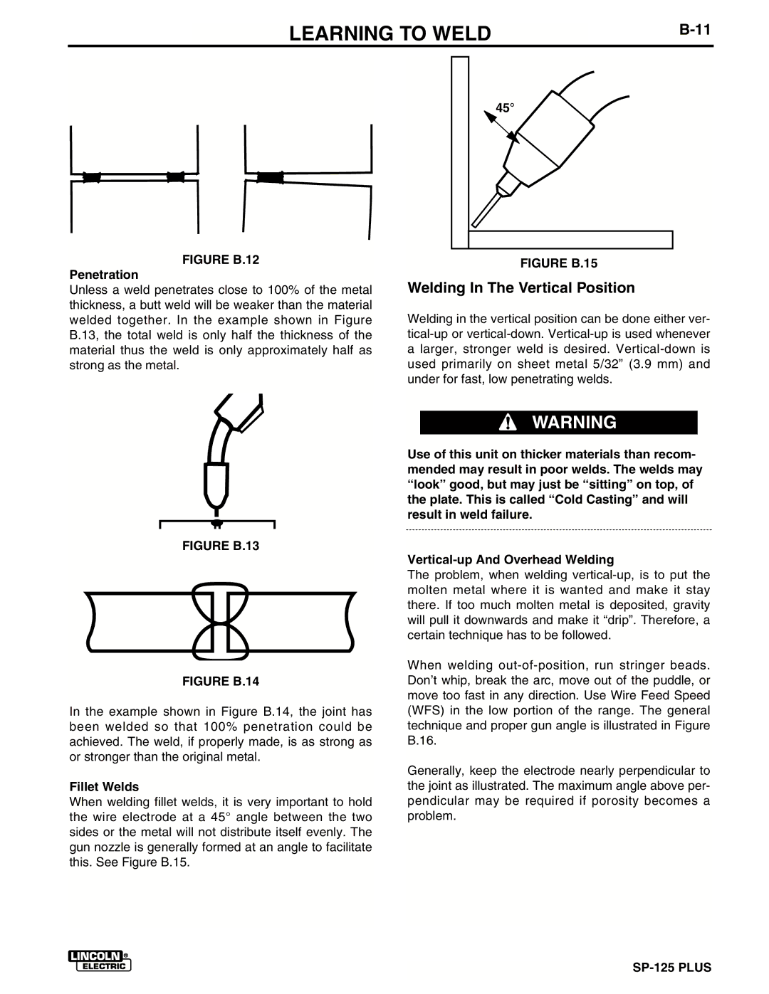 Lincoln Electric IM536-D manual Welding In The Vertical Position, Penetration, Fillet Welds 