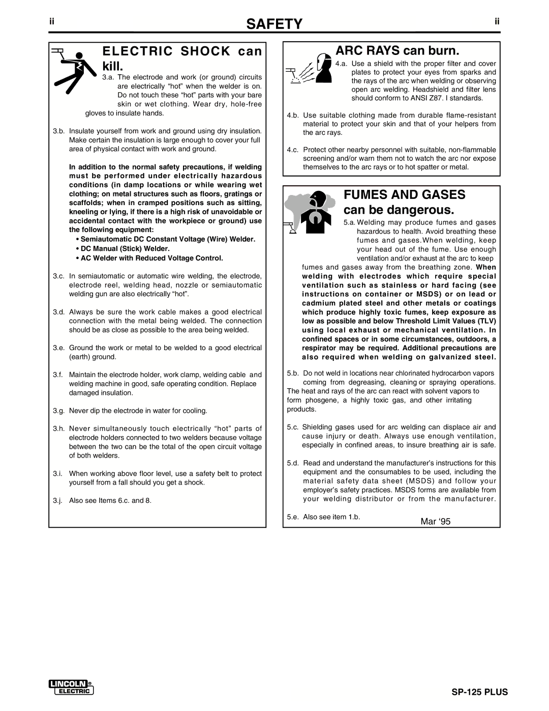 Lincoln Electric IM536-D manual Electric Shock can kill 