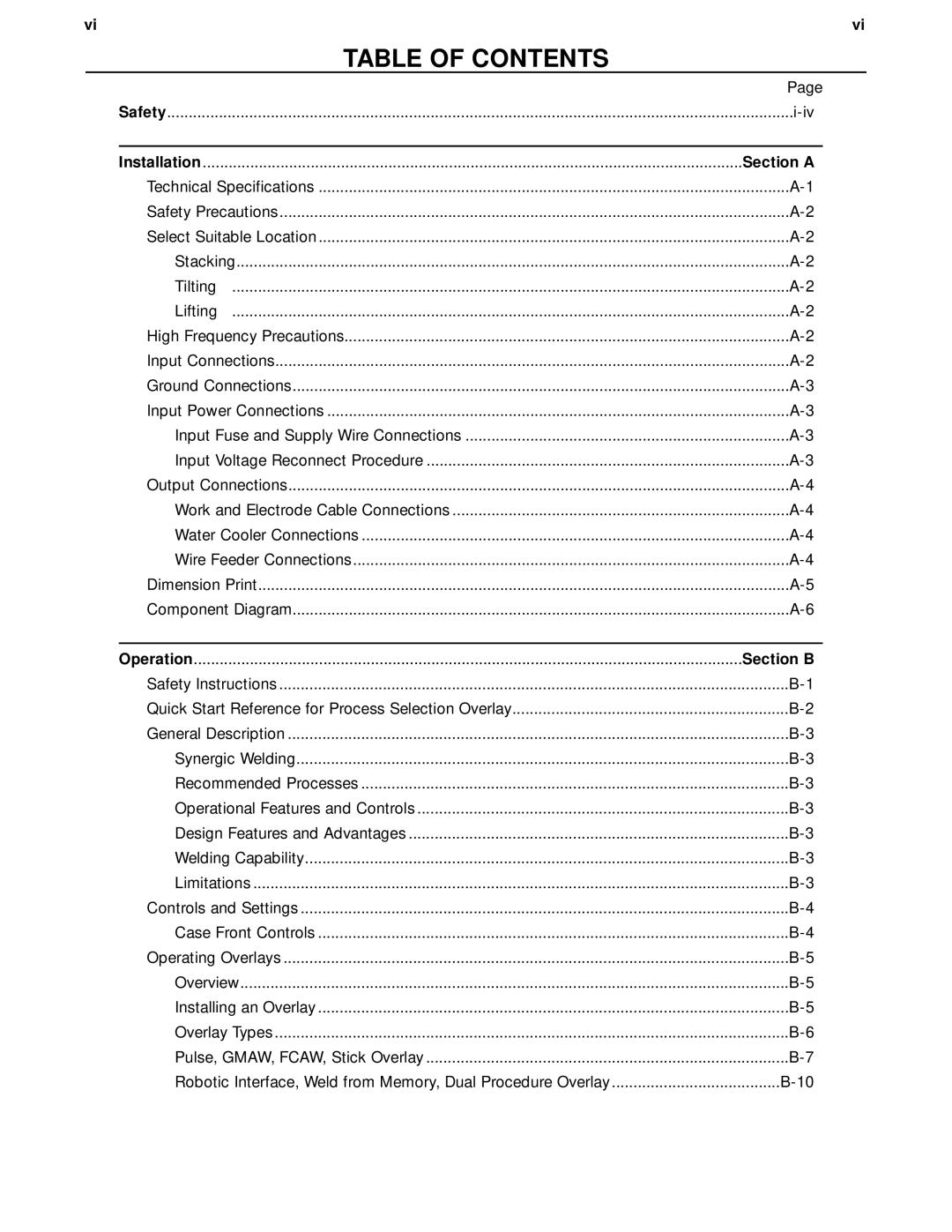 Lincoln Electric IM542-D manual Table of Contents 