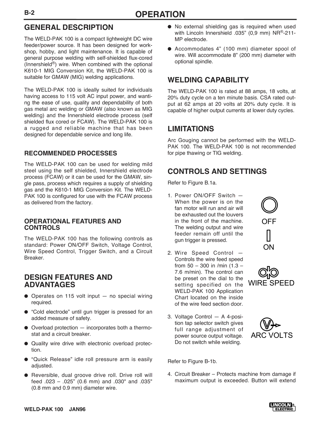 Lincoln Electric IM546 manual 2OPERATION 