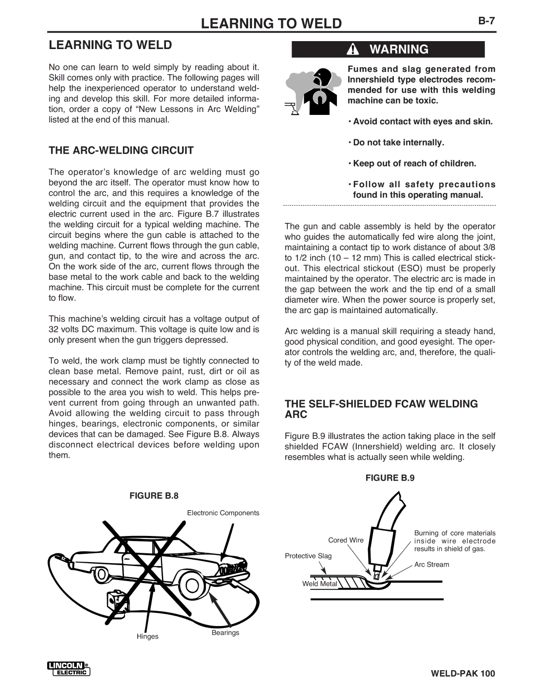 Lincoln Electric IM546 manual Learning to Weld, ARC-WELDING Circuit, SELF-SHIELDED Fcaw Welding ARC 