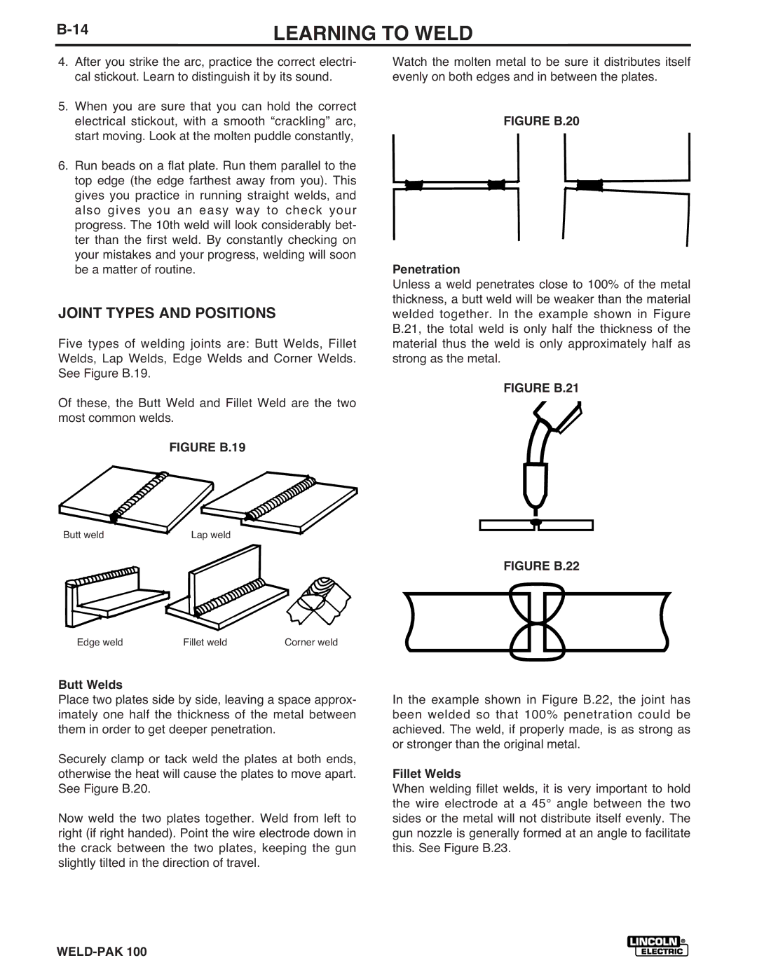 Lincoln Electric IM546 manual Joint Types and Positions, Penetration, Butt Welds, Fillet Welds 