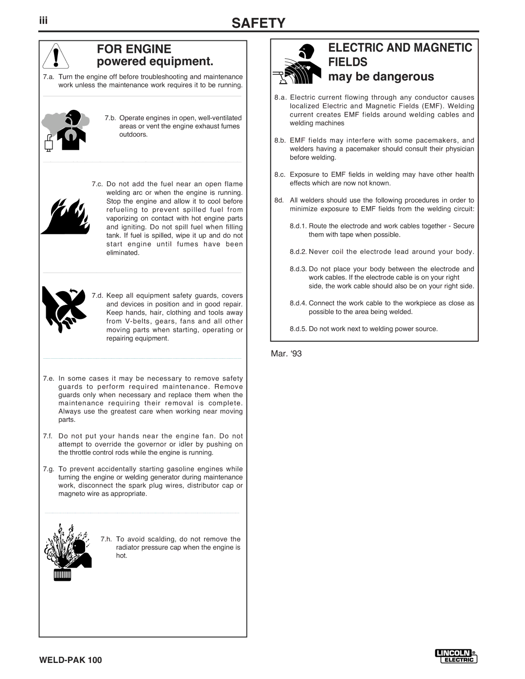 Lincoln Electric IM546 manual Electric and Magnetic Fields, Iii 