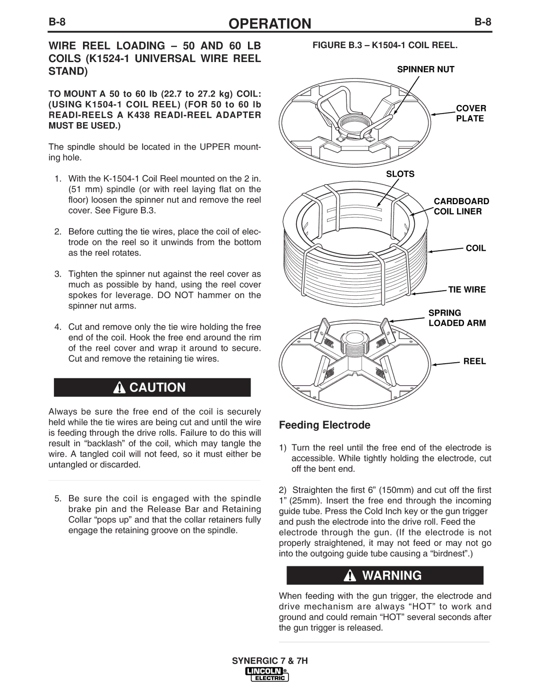 Lincoln Electric IM557 manual Feeding Electrode, READI-REELS a K438 READI-REEL Adapter Must be Used 