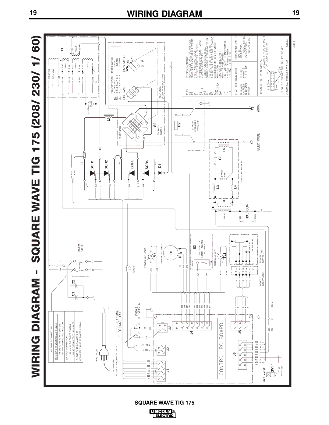 Lincoln Electric IM565-B manual Wiring Diagram Square Wave TIG 175 208/ 230/ 1 