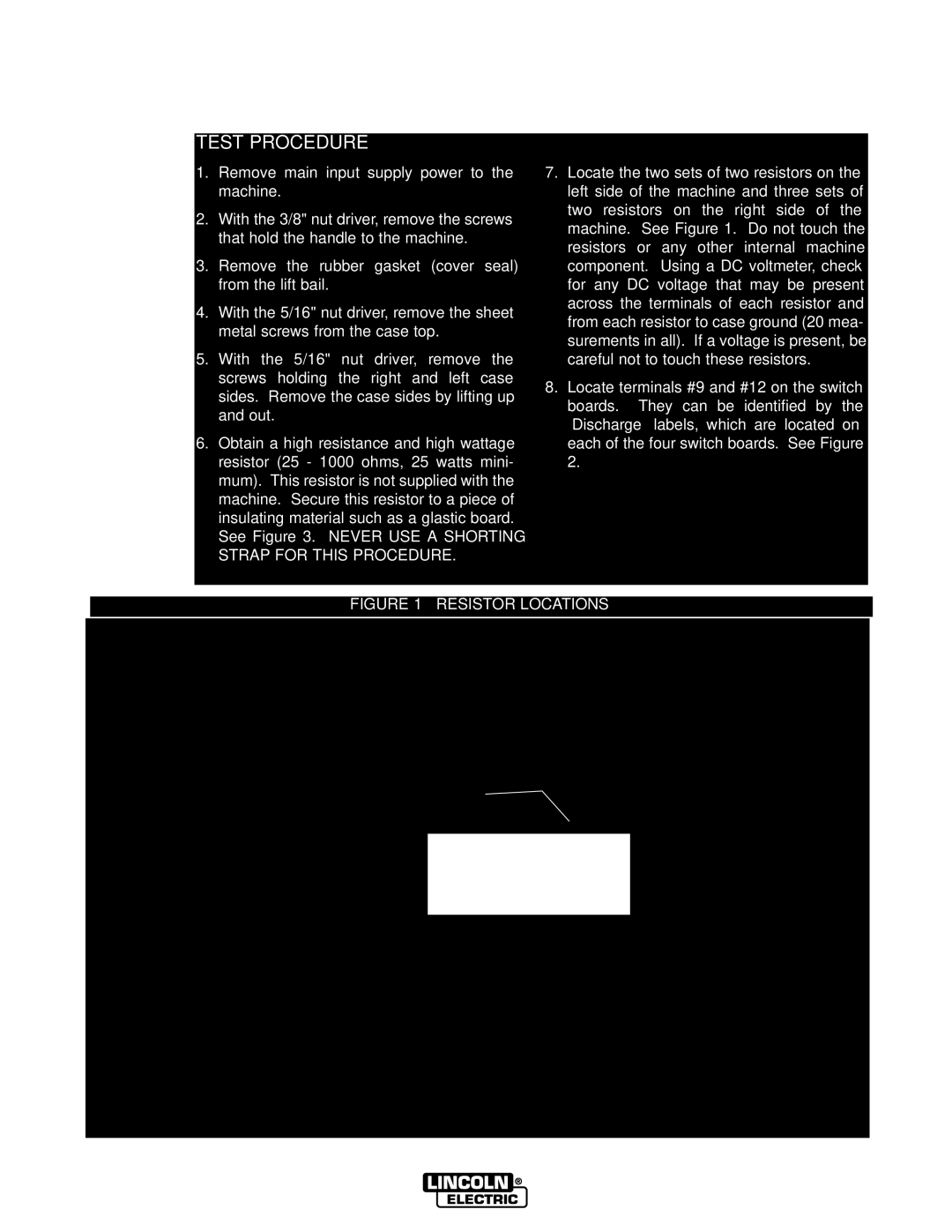 Lincoln Electric IM573 manual Test Procedure, Resistor Locations 