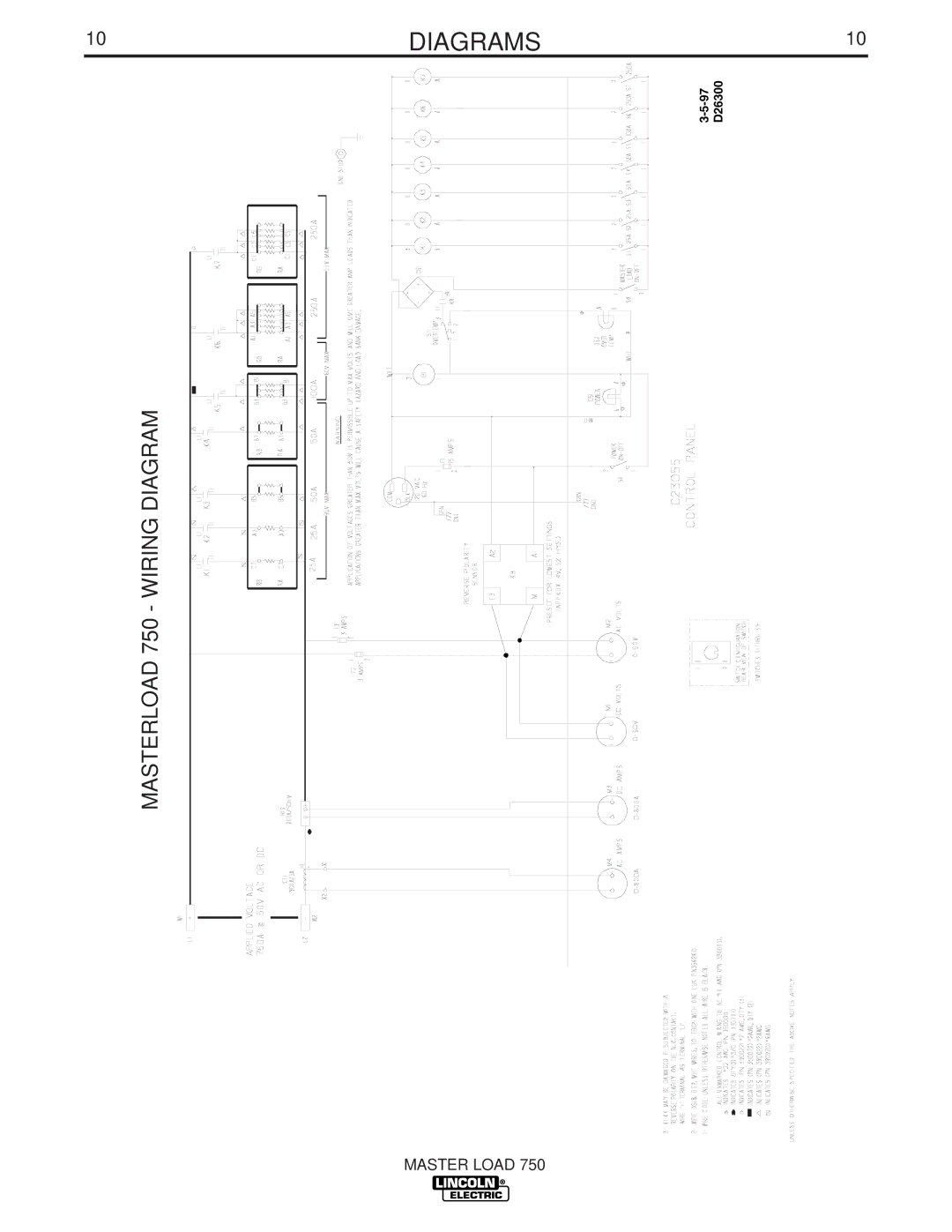 Lincoln Electric IM575 manual Diagrams, Masterload 750 Wiring Diagram 