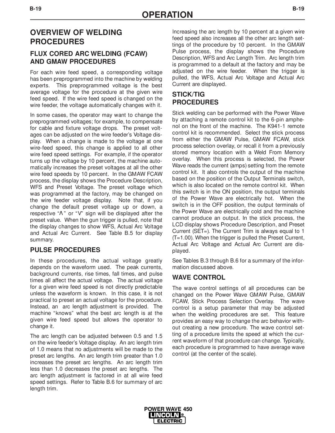 Lincoln Electric IM579 Overview of Welding Procedures, Flux Cored ARC Welding Fcaw and Gmaw Procedures, Pulse Procedures 