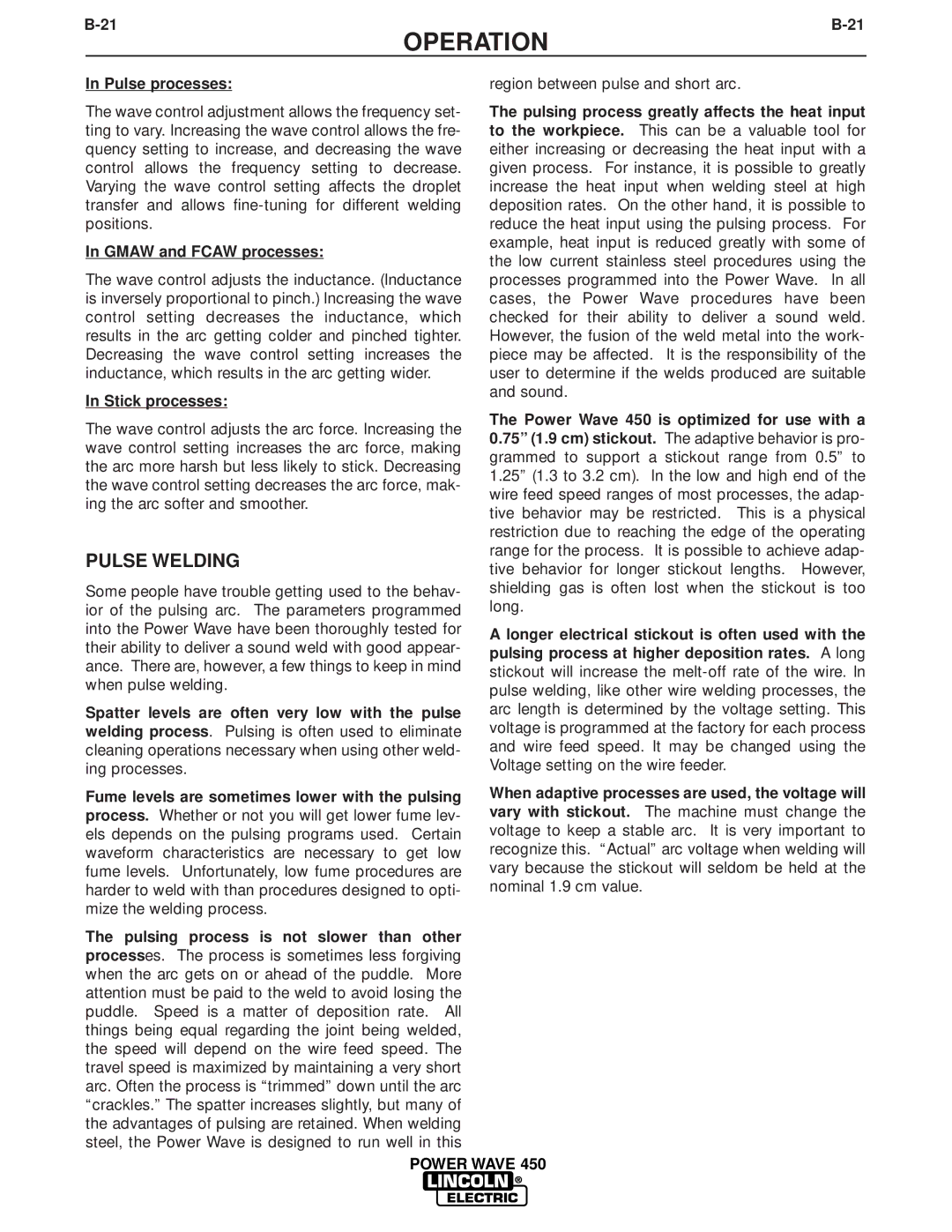 Lincoln Electric IM579 manual Pulse Welding, Pulse processes 