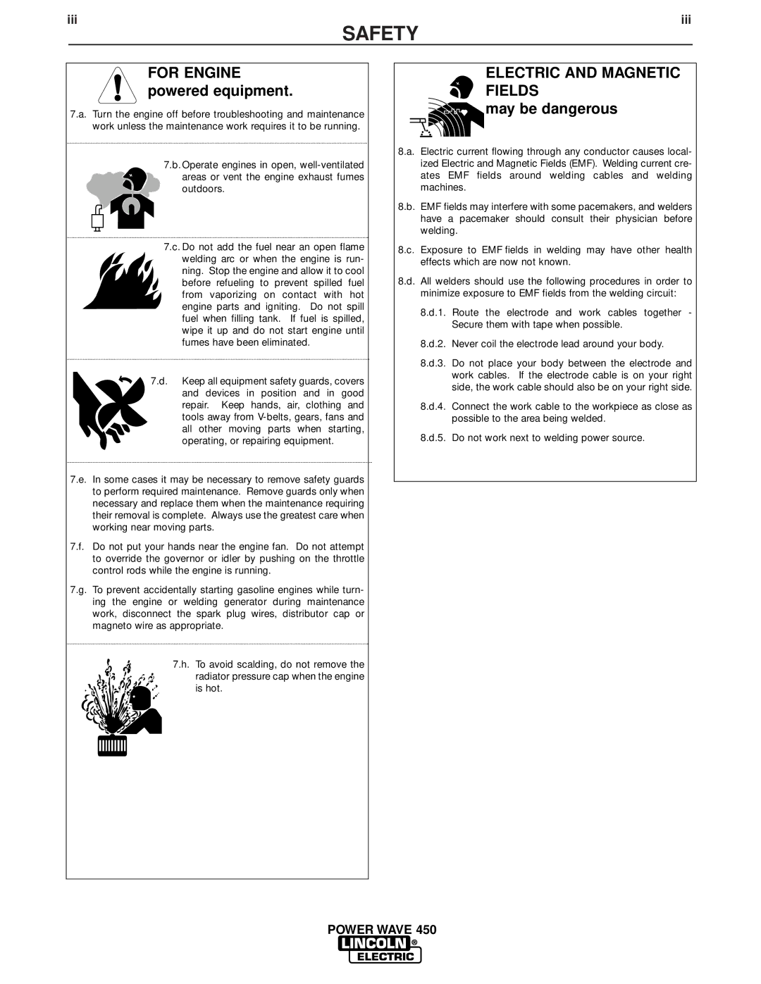 Lincoln Electric IM579 manual For Engine powered equipment, Electric and Magnetic Fields, May be dangerous 