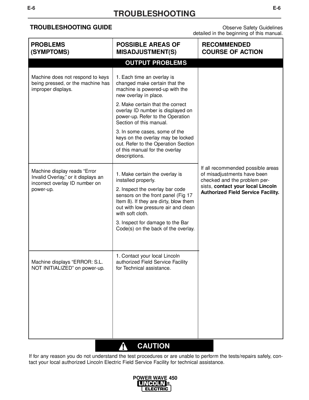 Lincoln Electric IM579 manual Power-up Inspect the overlay bar code 