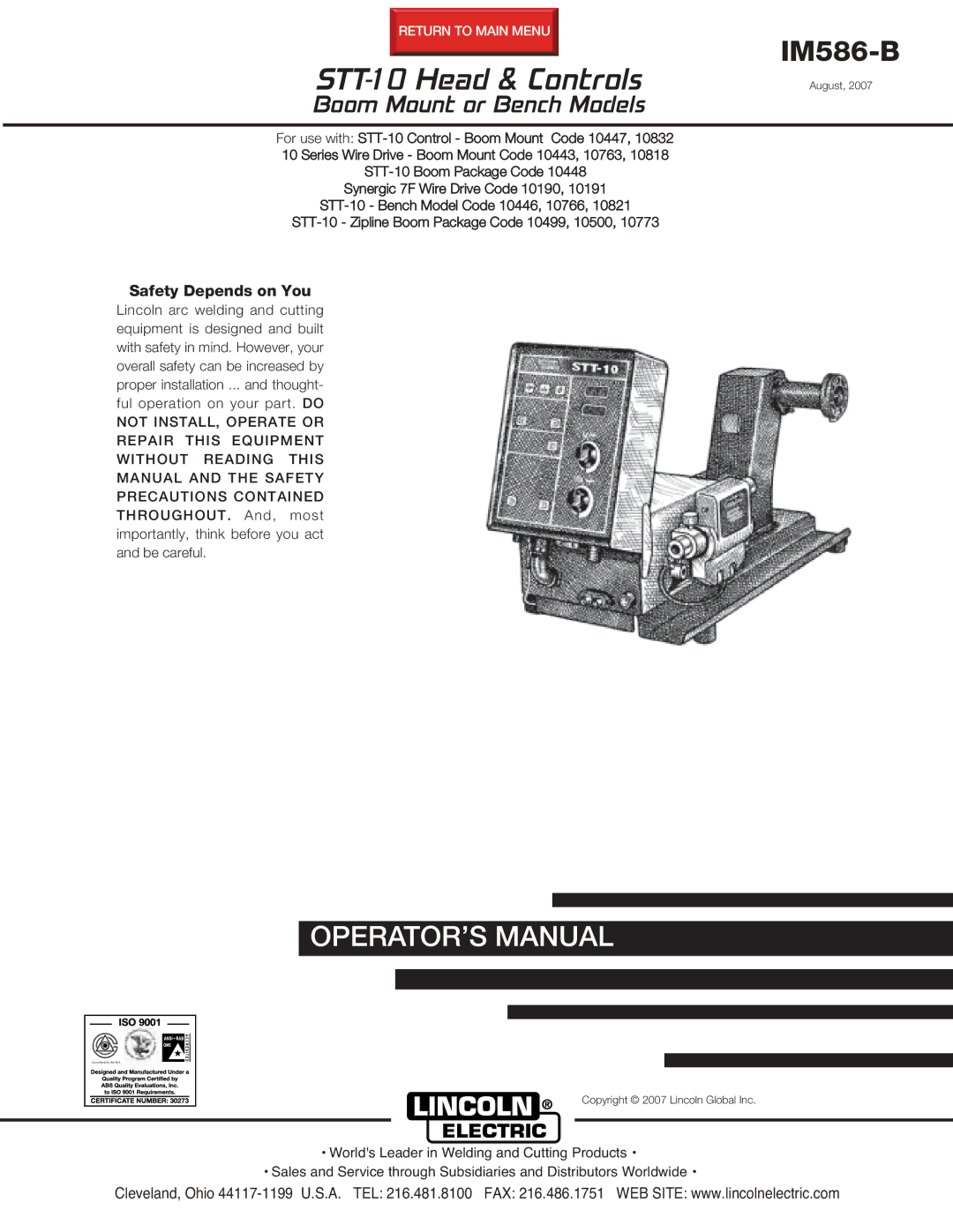 Lincoln Electric IM586-B manual 