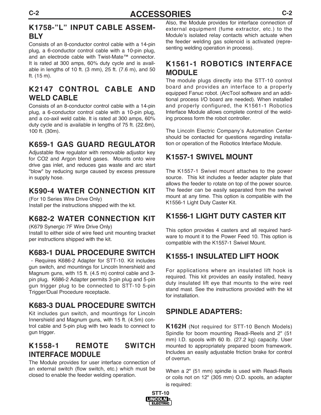 Lincoln Electric IM586-B K1758-L Input Cable Assem BLY, K2147 Control Cable and Weld Cable, K659-1 GAS Guard Regulator 