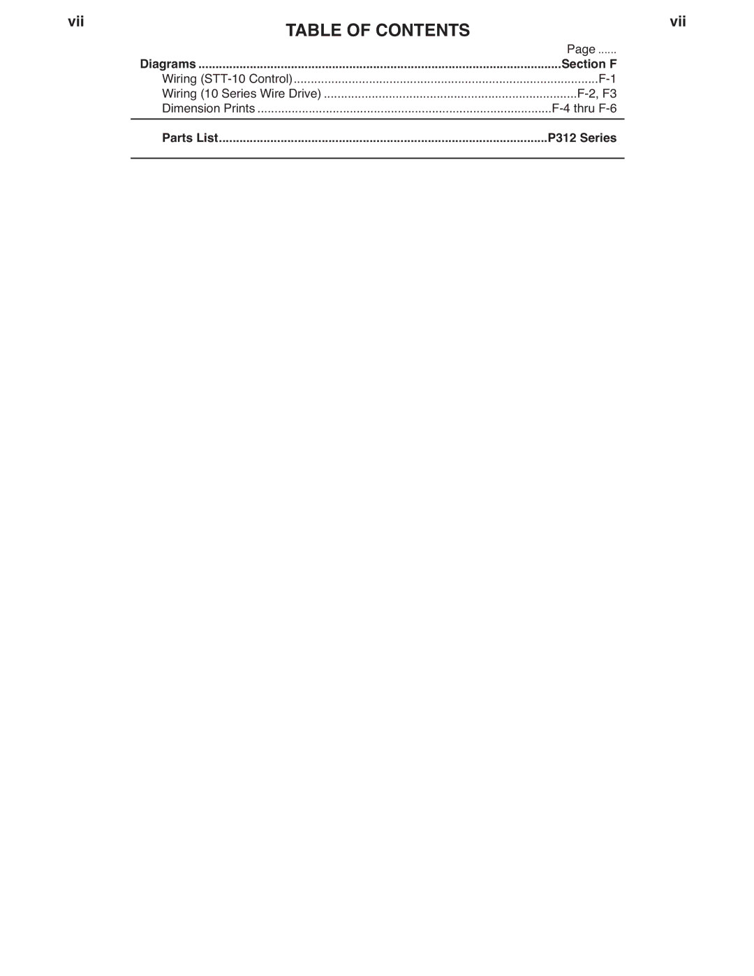 Lincoln Electric IM586-B manual Vii, Diagrams Section F, P312 Series 