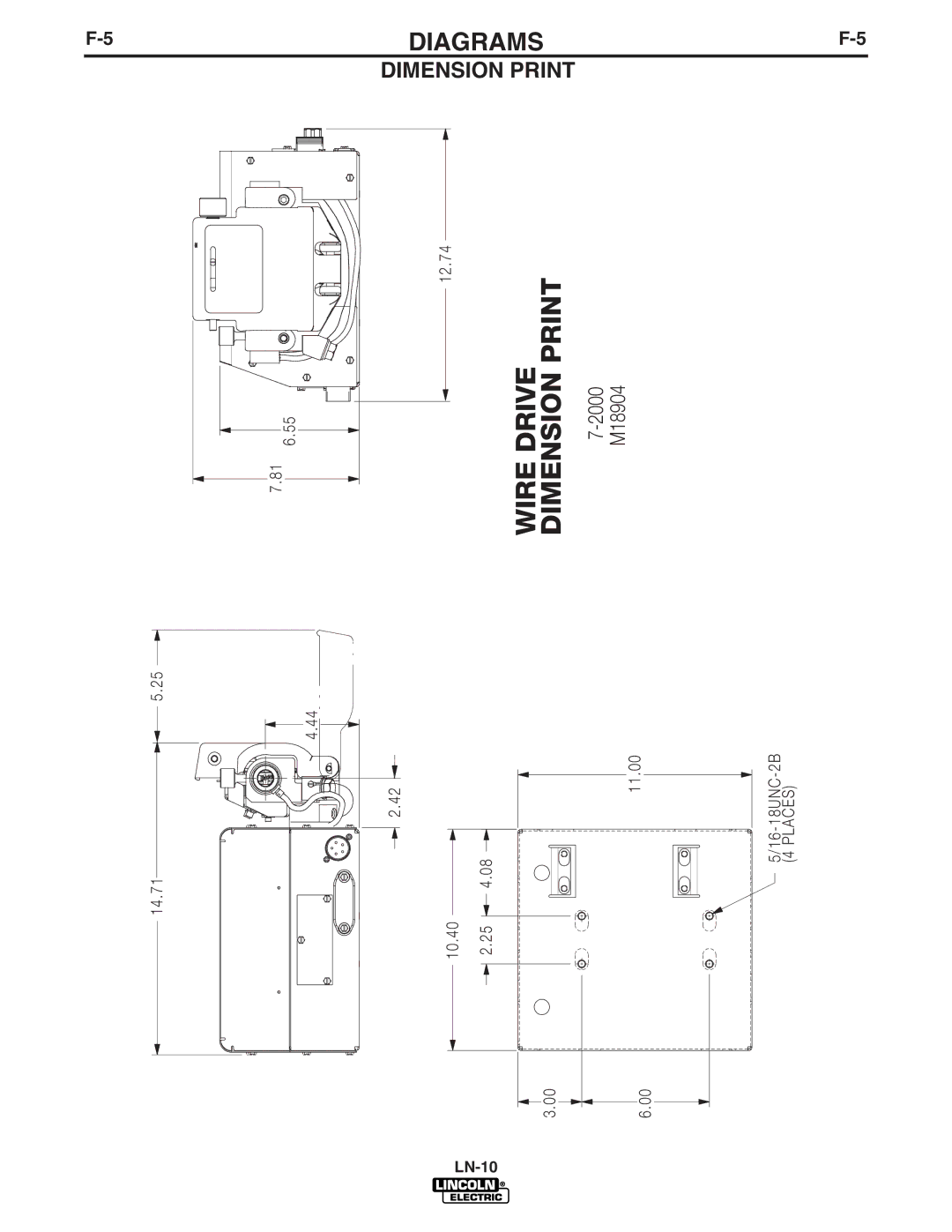 Lincoln Electric IM587-B manual Wire Drive Dimension Print 