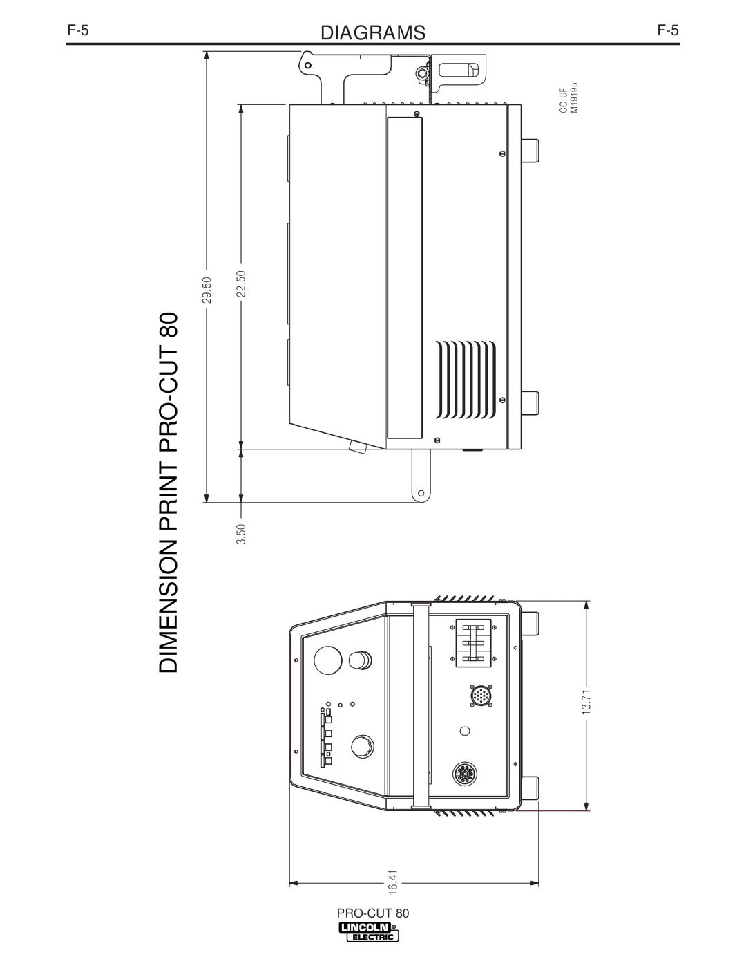 Lincoln Electric IM595-A manual Dimension Print PRO-CUT 